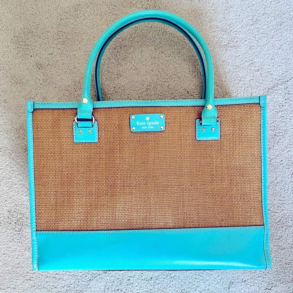 Kate Spade Large Wicker & Leather Tote Bag